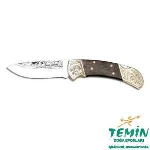 Bora 205 Büyük Boy Kök Ceviz Saplı Gravürlü Çakı