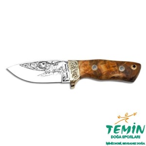 Bora 421 Küçük Wild Boar Stabilize Saplı Pointer Köpek Gravürlü Bıçak