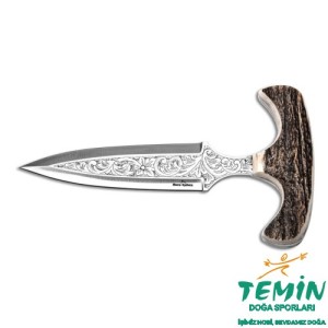 Bora Push Dagger Geyik Boynuzu Saplı Gravürlü Bıçak