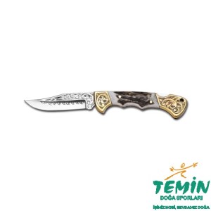 Bora 211 Ergonomik Gold Boynuz Saplı Gravürlü Çakı