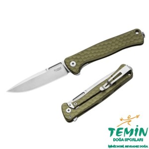 Lionsteel Emmet EM01A GS Stone Washed Blade MagnaCut Green  Aluminium Hammertone Çakı