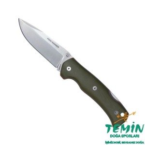 Cudeman 337-GVF Mini Ranger Green G10 Saplı Klipsli ve Deri Kılıflı Çakı