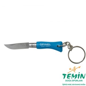 Opinel Anahtarlıklı Paslanmaz Çelik Cam Göbeği Mavi Çakı No.2