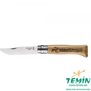Opinel Inox Meşe Saplı Geyik Desenli Paslanmaz Çelik Çakı No.8 